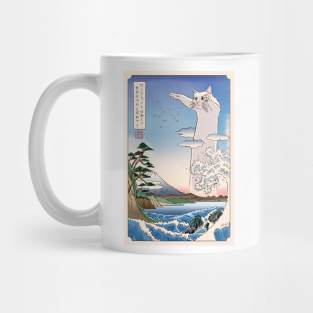 Ukiyo-e meme: Long Cat [White] Mug